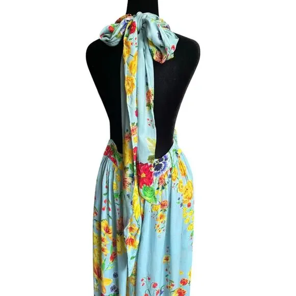 Agua Bendita Florence Bouk Multiway Jumpsuit Floral Blue Yellow Size Medium - Picture 8 of 10